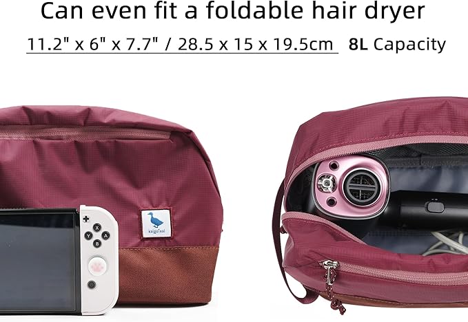 Travel Toiletry Bag For Women, 8L Large Packing Cube with Waterproof TPU Wet/Dry Compartment