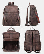 FADEON Leather Laptop Backpack for Women Designer 15.6 inch PU Laptop Bag, Ladies Travel Computer Work Backpack Coffee Brown