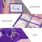 Univivi Clear PVC Dance Costume Bags Garment Bag 40 Inch for Dance Competitions, with 4 Medium Clear Zipper Pockets and 1 Large Back Zippered Pocket (1 Pack, Clear Purple)