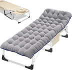 ABORON Camping Cot for Adult 28" Extra Wide, Heavy-Duty 1200D Oxford Cot for Sleeping, Portable Folding Camp Bed with Mat & Carry Bag