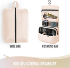 8 Set Packing Cubes for Luggage,Suitcase Organizer in 4 Sizes with Hanging Toiletry Bag and Large Laundry Bag, Carry-On Luggage with Accessories Bag, Cream