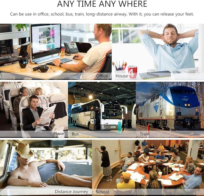 Travel Footrest for Airplane Office and Commute Adjustable Portable Foot Hammock with Soft Padding for Flights Rides and Desk Use