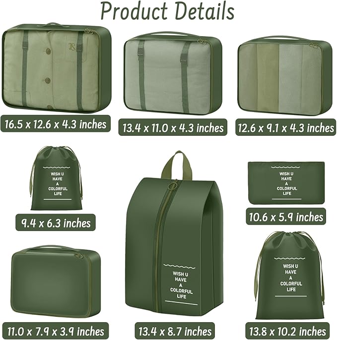 8 Set Packing Cubes for Travel Suitcase Organizer Bags Luggage Packing Cubes Set Travel Essentials Accessories Gifts for Women
