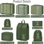 8 Set Packing Cubes for Travel Suitcase Organizer Bags Luggage Packing Cubes Set Travel Essentials Accessories Gifts for Women