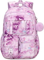 PIG PIG GIRL Kids Backpack for Girls School Bags for Middle School Students Book Bag for Elementary Primary Kawaii Ita Backpack, Purple Butterfly