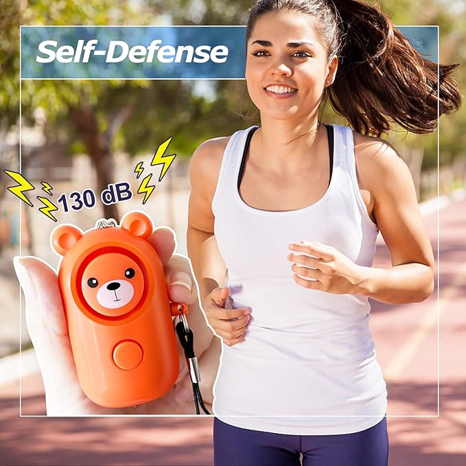 Personal Alarm 130dB Loud Safe Sound Siren, 2 Pack Self Defense Security with LED Light, Safety Alarms Keychain for Women Kids Elders Girls (Cyan+Orange)