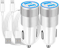[Apple MFi Certified] iPhone Fast Car Charger, Braveridge 2Pack 4.8A Dual USB Car Power Cigarette Lighter USB Car Carplay Charger Adapter with Lightning Cable for iPhone 14 13 12 11 Pro XS XR X 8 iPad