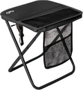 CAMDOOR Portable Collapsible Stool, 16″Folding Stool with 3 Side Pockets and Shoulder Strap, Extra Large Camping Chair Supports 400 lbs, Ultralight Portable Seat for Outdoor, Hiking, Fishing (Black)