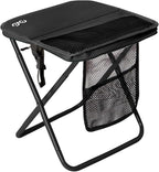 CAMDOOR Portable Collapsible Stool, 16″Folding Stool with 3 Side Pockets and Shoulder Strap, Extra Large Camping Chair Supports 400 lbs, Ultralight Portable Seat for Outdoor, Hiking, Fishing (Black)