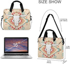 Laptop Bag 15.6 inch, Waterproof Laptop Case with Strap, Protective Laptop Carrying Case for Women&Men, Western Cow Skull