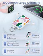 RORRY CharmGo Portable Charger, 10000mAh 20W Fast Charging Portable Charger Power Bank with Built in Cables, Travel Battery Pack for iPhone 17/16/15/14/13/12 and Apple Watch, Graffiti