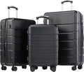 OLIXIS 3-Piece Luggage Set, Carry On Suitcases with Spinner Wheels, Expandable Travel Luggage with TSA Approved Lock & ABS Hard Shell, Black, 20/24/28 Inch