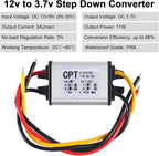 2pcs 12V to 3.7V Converter DC Step Down Buck Voltage Regulator Power Supply Transformer Module 3A 11W Waterproof Car Power Converter for Car Auto Motor