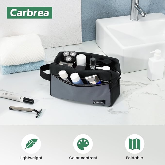 Carbrea Travel Toiletry Bag - Small Tavel Bag for Toiletries, Cosmetics, Accessories, Gifts - Black