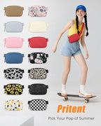 Pritent Fanny Packs for Women Cross Body Bag Waterproof Belt Bag with Adjustable Strap and Zipper Back Pocket Small Crossbody Bags Fashion Waist Packs for Workout Travelling(Coral Red)