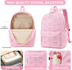 LOIDOU Backpack for Girls School Backpacks Bookbags for Elementary Middle School Women Laptop Backpacks (Bow Tie Pink, L-17)