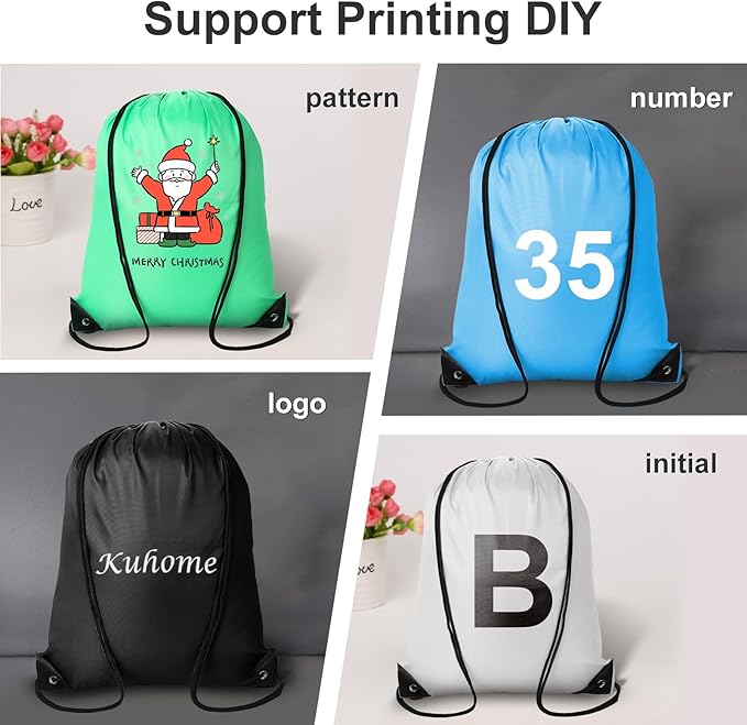 Kuhome 60Pcs Drawstring Backpacks Bulk String Bag Cinch Sack Pack Storage Knapsack Polyester Gift Bags Sports Drawstring Bags for Trip Gym Party Bags(20 Colors)