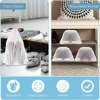 18 Pack Shoe Bags for Travel, 15.7" x 11.8" Clear Travel Shoe Bags for Packing with Colorful Drawstring, Large Waterproof Portable Travel Shoe Storage Bag Travel Essentials Women for and Men