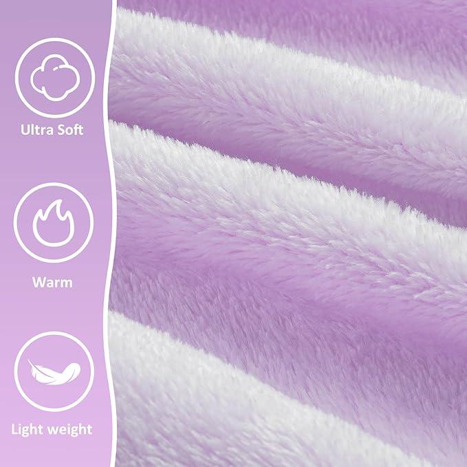 Travel Blanket, Airplane Blanket, Ultra-Soft, Warm & Lightweight, 65x40 in, Outdoor Blanket Essentials for Women, Men & Kids, Included Eye Mask, Luggage Sleeve & Backpack Clip Purple
