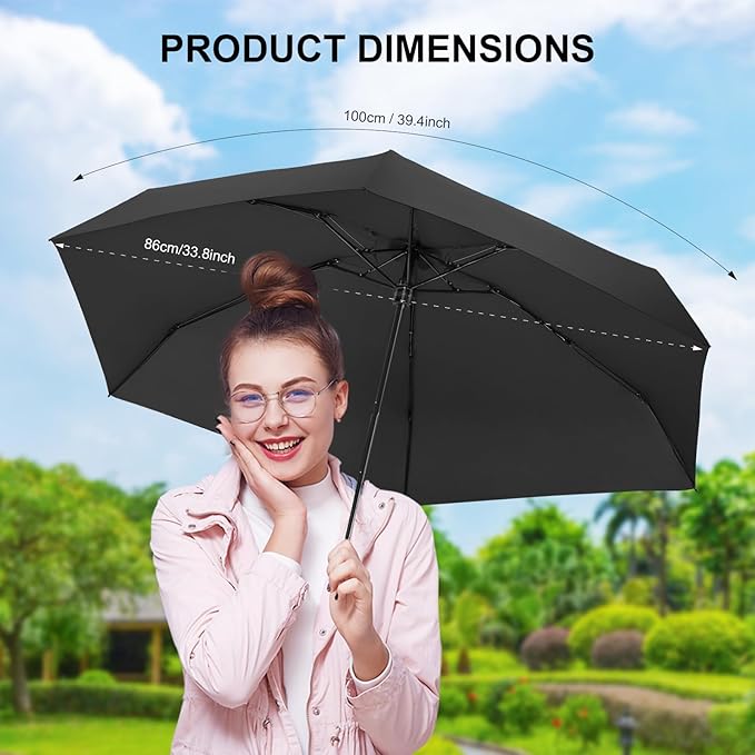 Compact Travel Umbrella with Case - Mini Umbrella for Purse, Small Lightweight &Tiny Design Perfect for Parasol Outdoor Sun&Rain Umbrellas