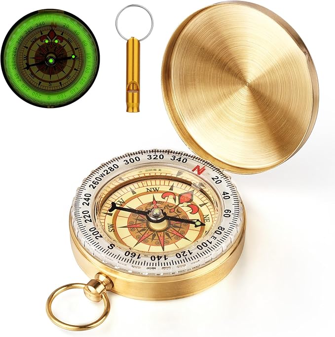 Flintronic Navigation Compass, Hiking Compass with Luminous Function, Waterproof Pocket Compass for Expedition Map Reading, Navigation, Orienteering and Survival