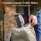 CAFFETTO - Portable 3-in-1 Coffee Maker (Capsule & Ground) - USB-C self-heating espresso machine - 20-bar pump pressure, 7500mAh battery - One-touch operation, detachable parts - Grey