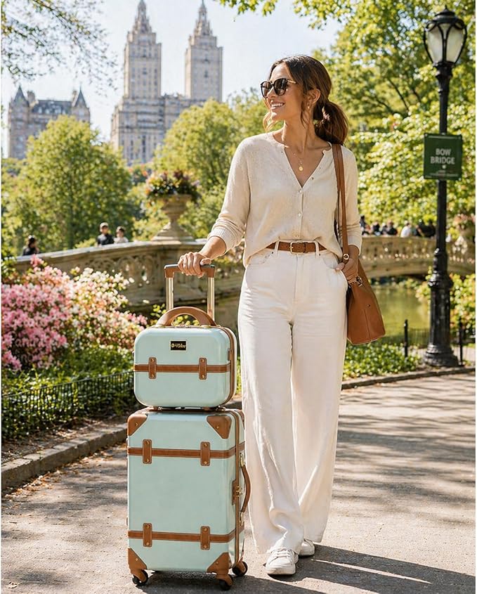 World Traveler VentureX Airline Approved 2-Piece Carry-On Luggage Set – Lightweight Hardside Polycarbonate Suitcase with Spinner Wheels - Gatsby Mint