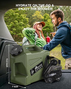 Portable Camping Shower with Water Jug, Electric Rechargeable Camping Shower, 5-Gallon Food Grade Water Containers, Outdoor Camp Pump for Hiking Beach, Travel, Pet Bath