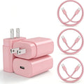 Type C Charger, 3Pack 25W PD USBC Wall Charger Super Fast Charging Block& 6+10+10ft Android Phone Cable Cord for Samsung Galaxy S25 S24 S23 S22 S21 S20(Plus Ultra)/Note 20 10 9 8/ S10 S9 S8 Pink