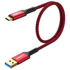SUNGUY 10Gbps Android Auto USB C Cable,3A USB 3.1 Gen 2 Fast Charge & Data Transfer CarPlay Cable, for iPhone 17/16/15 Pro Max, Samsung T7, Galaxy S23 S22 Ultra Note 20, SSD- Red 1.5FT [5-Pack]