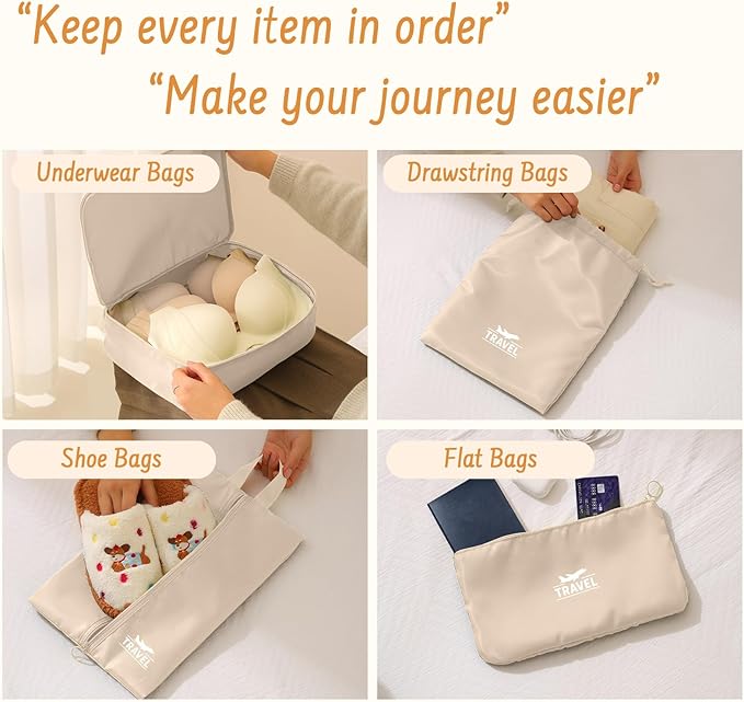 8 Set Packing Cubes for Travel Suitcase Organizer Bags Luggage Packing Cubes Set Travel Essentials Accessories Gifts for Women