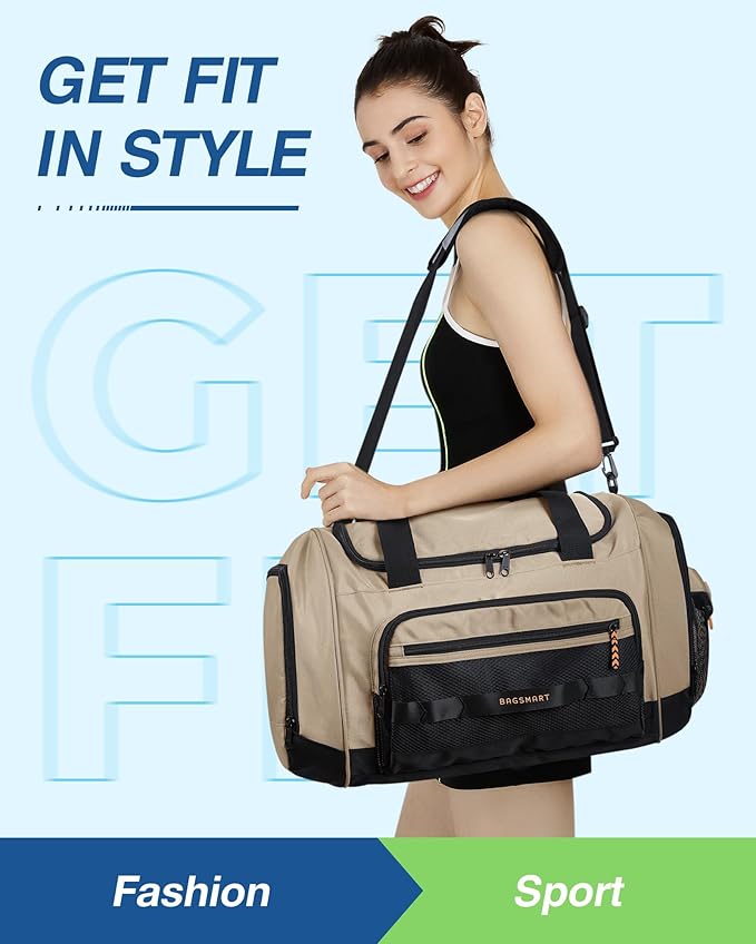 BAGSMART 4-IN-1 Gym Bag for Women Men, TSA Lightweight Duffle Bag for Travel with Shoe Compartment & Wet Pocket, 22L/30L/38L Tactical Backpack with 40oz Water Bottle Holder