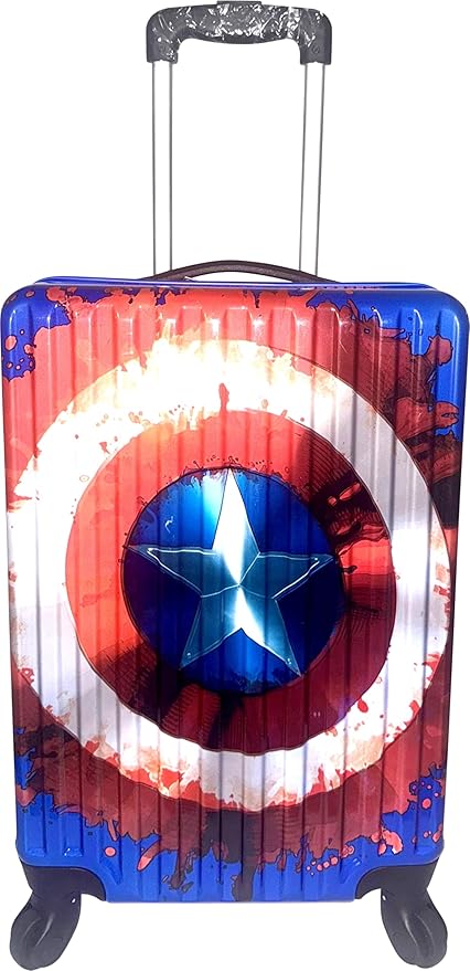 Fast Forward Kids Licensed Hard-Side 21" Spinner Luggage Lightweight Carry-on Suitcase Captain America