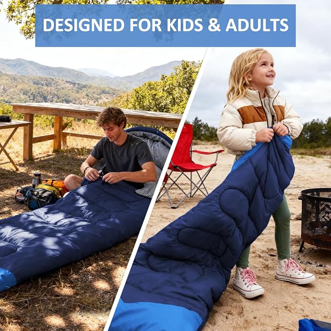 oaskys Camping Sleeping Bag - 3 Season Warm & Cool Weather - Summer Spring Fall Lightweight Waterproof for Adults Kids - Camping Gear Equipment, Traveling, and Outdoors