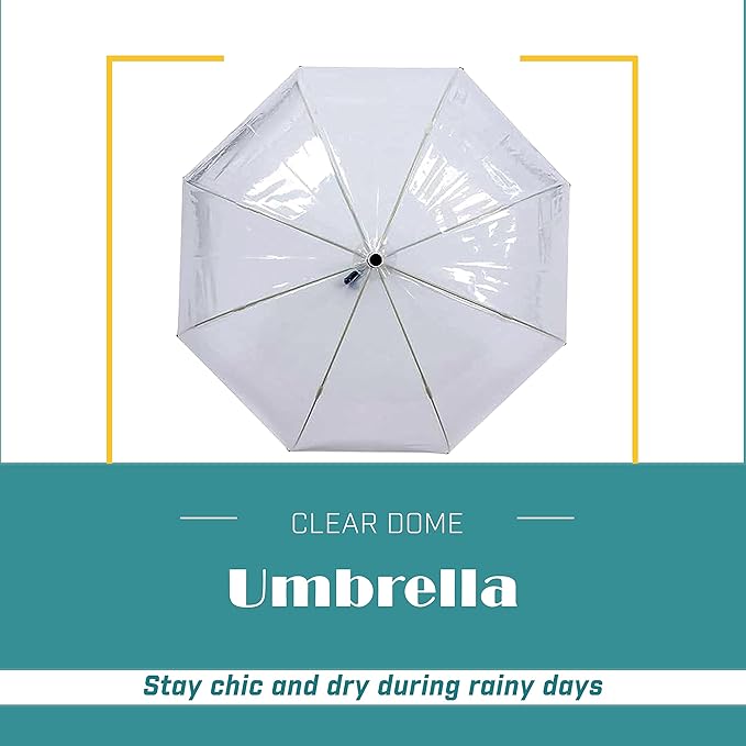 Capelli New York Adult Umbrella, Clear Umbrella for Rainy Days, Travel Essentials, Must-Have College Dorm Essentials