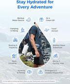 Waterdrop Gravity Water Filter Straw, Camping Water Filtration System, Water Purifier Survival for Travel, Backpacking and Emergency Preparedness, 1.5 gal Bag, 0.1 Micron, Light Blue