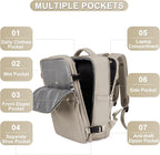 coofay Laptop Travel Backpack For Women Men Airline Approved Carry On Bags For Airplanes Underseat Luggage Backpack For Traveling On Airplane Personal Item Travel Bag For Airlines Light Brown