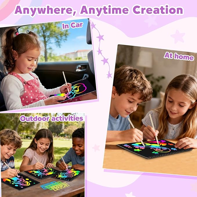 ZMLM Scratch Paper Art-Crafts Gift: 2 Pack Rainbow Notebooks Supplies Toys for 3 4 5 6 7 8 9 10 Years Old Girls and Boys Kids Easter Gifts Christmas Birthday Party Games Mermaid