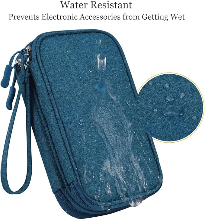 CAOODKDK Electronic Organizer Travel Cable Accessories Bag, Waterproof Electronic Organizer Case, Accessories Organizer Bag for Power Bank, Charging Cords, Chargers, USB Cable, Earphones (Dark Green)