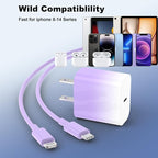GREPHONE iPhone Charger Fast Charging,20W PD USB C Wall Charger 4 Pack with 6FT Fast Charging Cable - Fast Charger for iPhone 14/14 Pro Max/13/13 Pro/12/12 Pro/11/11 Pro/XS, iPad(Purple)