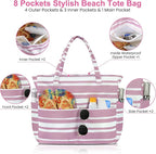 Trifabricy Beach Bags for Women Waterproof Sandproof Women Tote Bag, Large Beach Bag with Zipper for Gym Travel Vocation