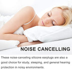 Ear Plugs for Sleeping, Reusable Silicone Moldable Noise Cancelling Sound Blocking Reduction Earplugs for Swimming, Snoring, Concerts, Shooting, Airplanes, Musicians, 32dB Highest NRR