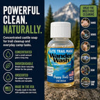 Elite Trail Magic- Wander Wash Biodegradable Castile Camp Soap – Ultralight 1 oz Concentrated Liquid Soap for Camping- Dish Wash Station-Travel & Backpacking – All Purpose, Unscented