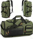 Searock 45L Gym Bag for Men, 3-In-1 Duffle Bag Backpack for Travel, Sports Duffel Bags for Gym Workout, Weekender Overnight Bag with Shoe Compartment, Wet Pocket, Green