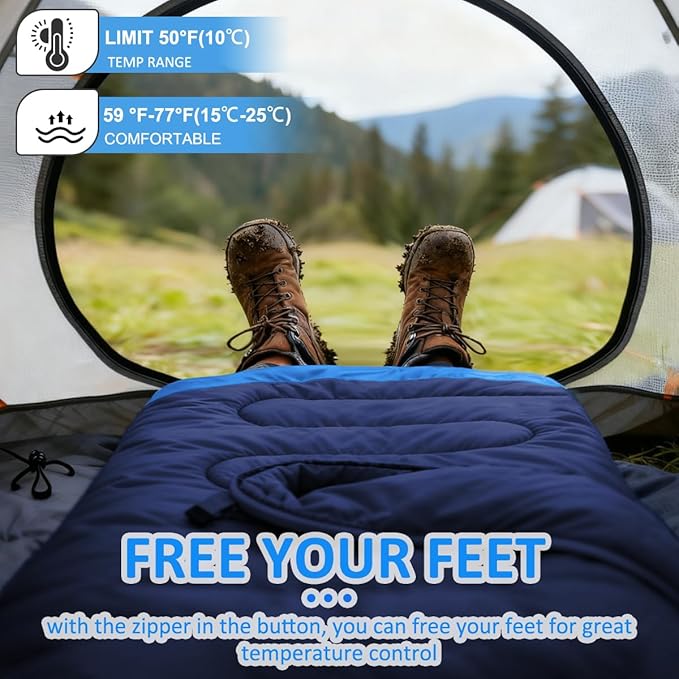 oaskys Camping Sleeping Bag - 3 Season Warm & Cool Weather - Summer Spring Fall Lightweight Waterproof for Adults Kids - Camping Gear Equipment, Traveling, and Outdoors