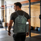 HOLYLUCK Men & Women Outdoor Sport Gym Sack Waterproof Drawstring Backpack Bag (Standard with width webbing, Black Camo-1)
