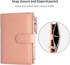 Passport wallet and Card Slot Combo RFID Blocking Slim Leather Travel Passport Wallet for Men and Women with Zippered Coins Pocket Passport holder,Pink