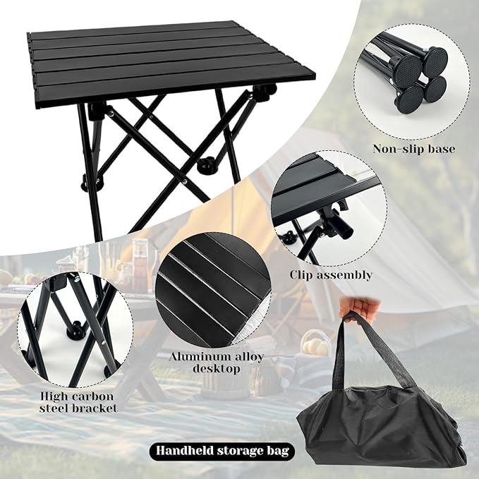 Folding Camping Table with Chairs Lightweight Picnic Table and 2 Chairs for Beach Hiking Travel Fishing BBQ,Outdoor Sturdy Table and Chairs Set with Storage Bags