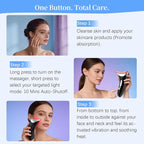 Face Neck Beauty Device, 7-Color Led Light Therapy Face Neck Massager, Multifunctional Vibration & Heat Facial Skin Care Tool, Ideal for Home Travel Skin Care, Black