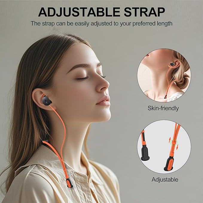 Compatible for Bose QuietComfort Earbuds (2024) Strap, Skin-Friendly Silicone Sports Neckband Wire Cord, Wireless Headphone Anti-Lost Strap, Black with Orange
